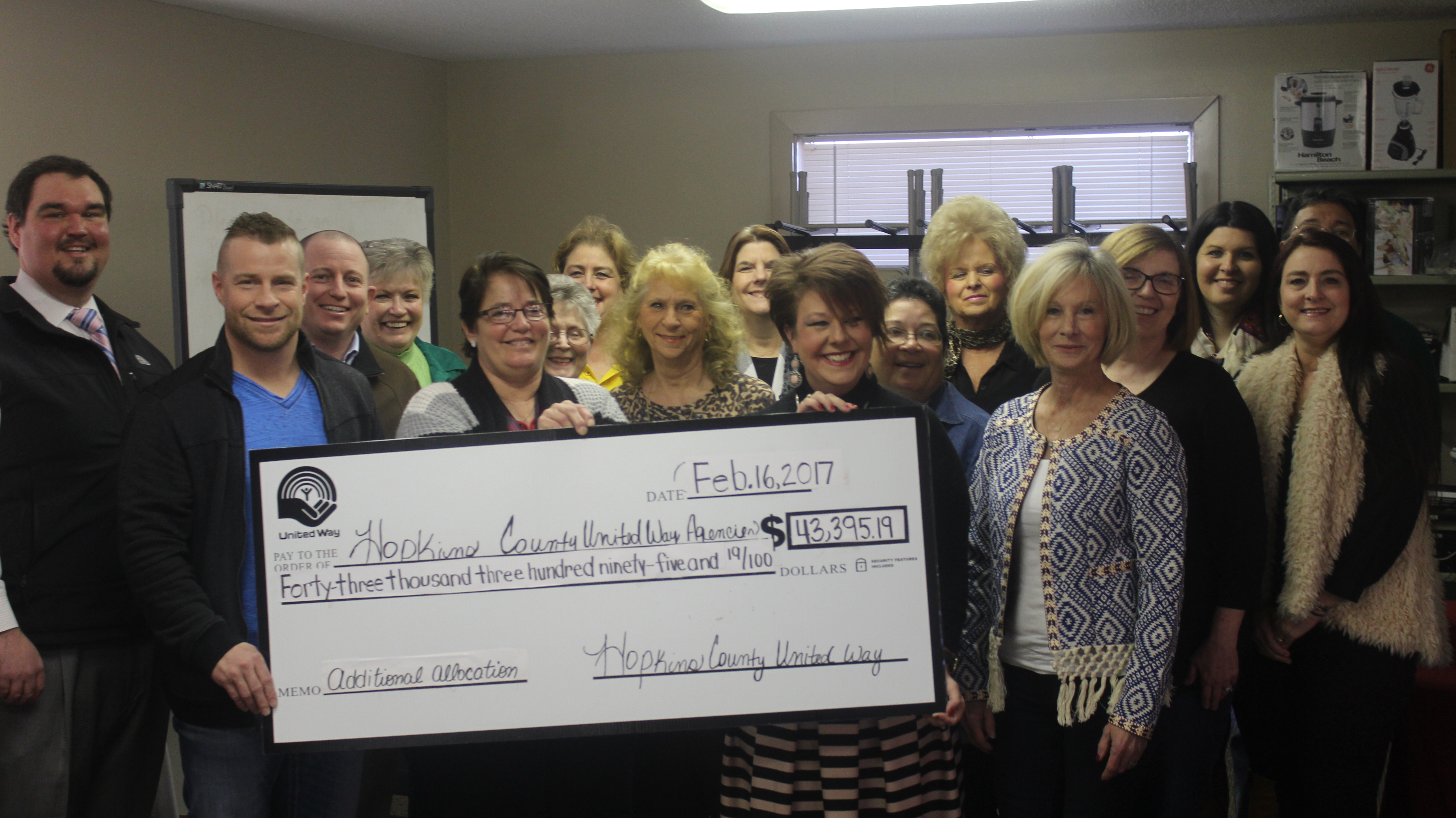 Hopkins County United Way Donates Additional $43,395 from 2015-2016 to Local Organizations