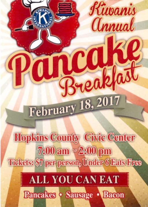 Kiwanis Annual Pancake Breakfast Saturday February 18th