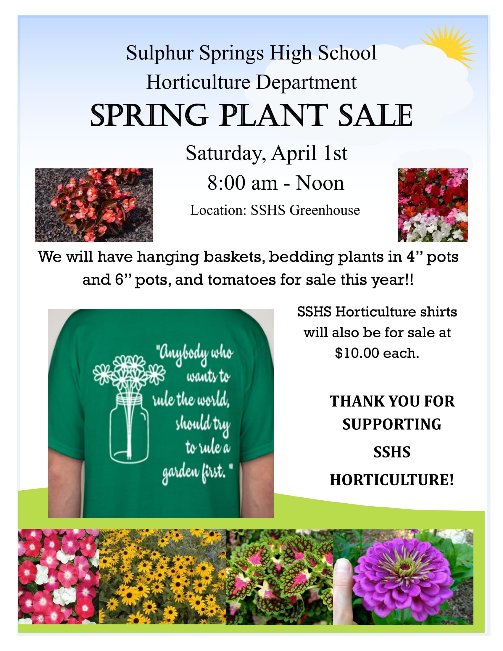 SSHS Horticulture Department Spring Plant Sale This Saturday