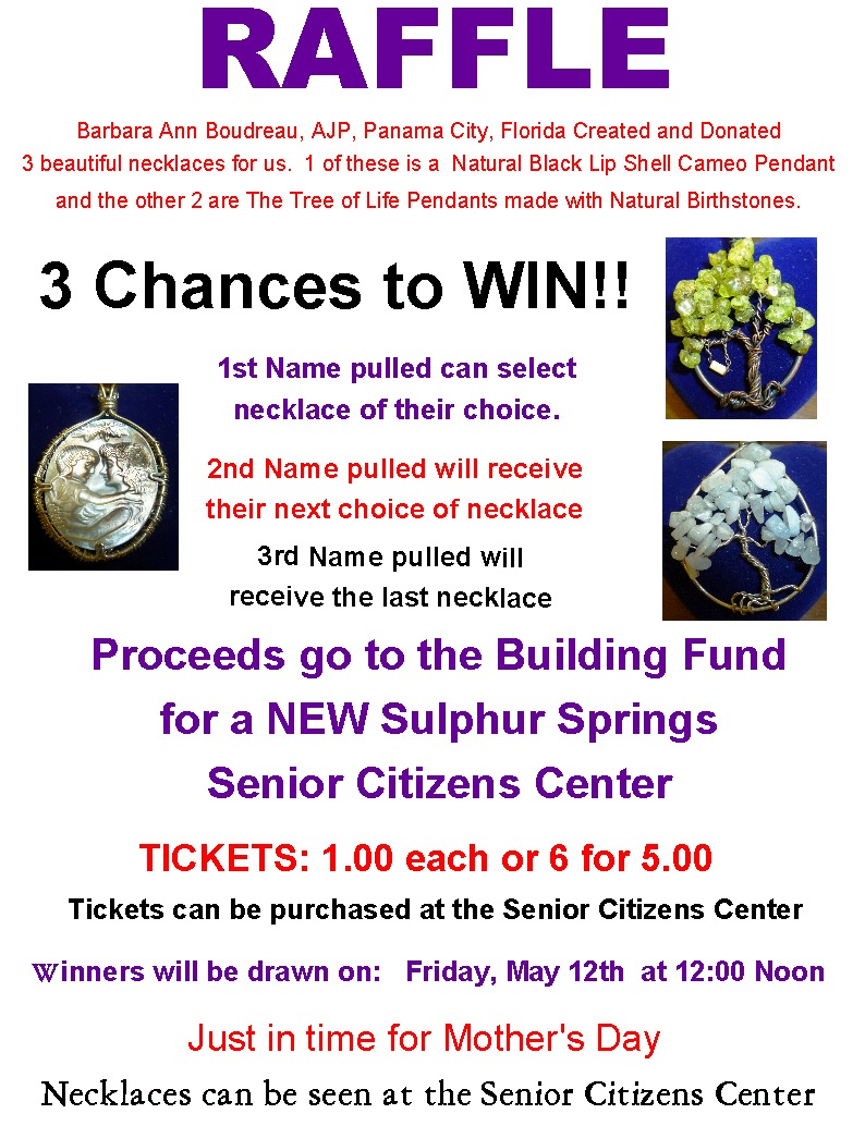 Raffle for Building Fund of the New Senior Citizens Center