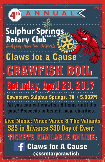4th Annual Claws for a Cause Crawfish Boil Coming Up April 29th