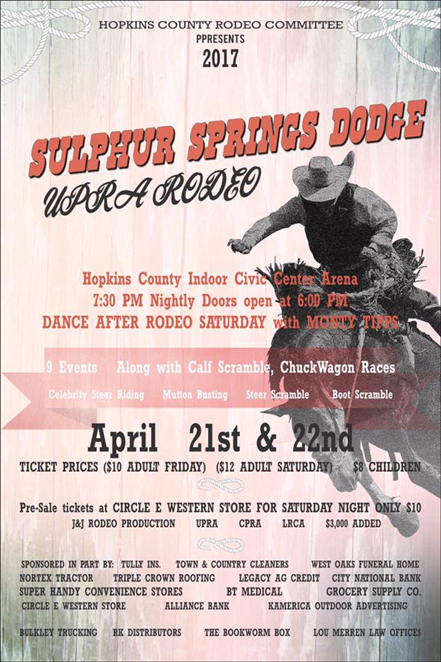 UPRA Rodeo Coming Up April 21st & 22nd at Hopkins County Civic Center