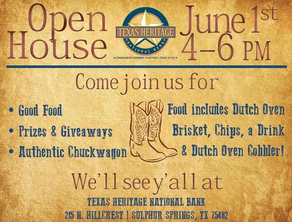 Texas Heritage National Bank Hosting Open House on June 1st from 4-6 PM
