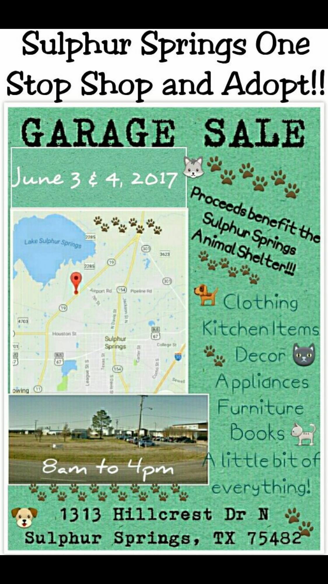 Sulphur Springs Animal Shelter Holding Garage Sale on June 3rd and 4th