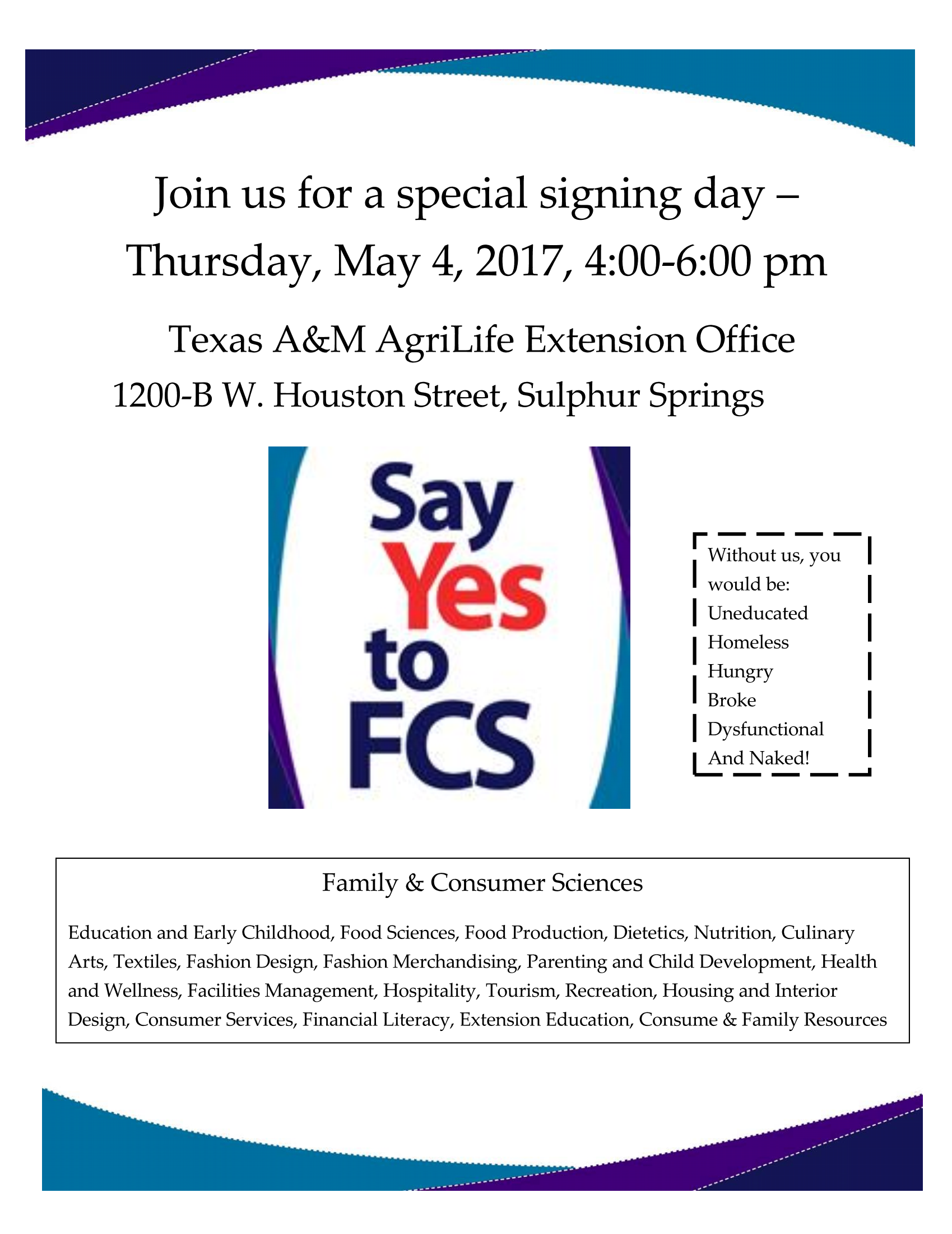 Say Yes to FCS Signing Day Coming Up May 4th