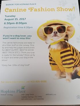 Barkin’ for Hopkins Place-Canine Fashion Show Coming Up Tomorrow Night at Hopkins Place