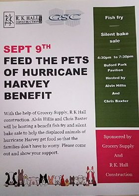 Fish Fry Fundraiser for Feed The Pets September 9, 2017 at The Pavilion at Buford Park