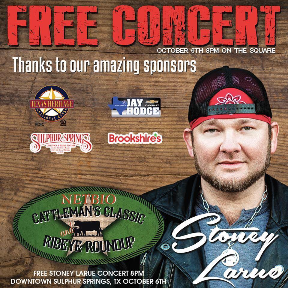 Stoney Larue Performing Free Concert in Downtown Sulphur Springs Friday Night