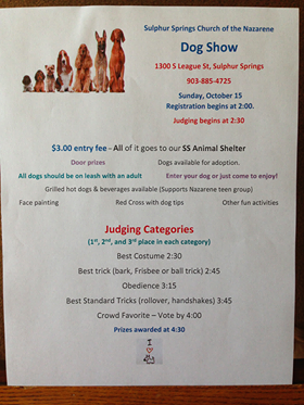 SS Nazarene Church Holding Dog Show on October 15th to Benefit SS Animal Shelter