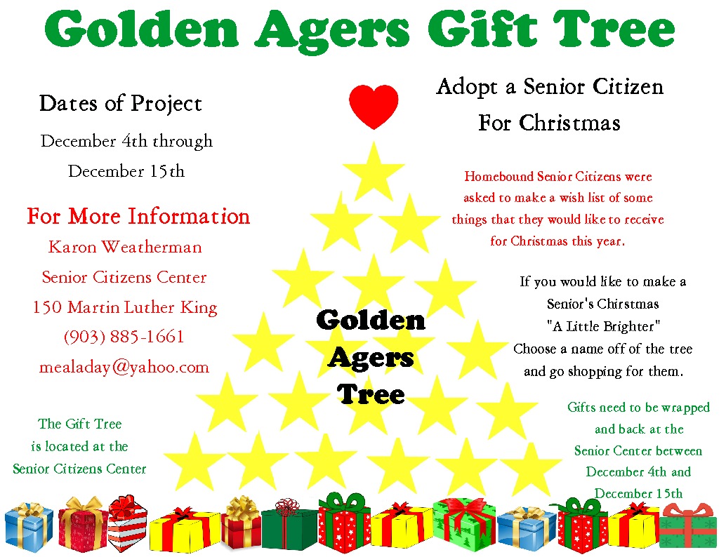 2017 Golden Agers Gift Tree Now Up at the Sulphur Springs Senior Citizens Center