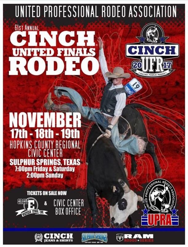 61st Cinch United Finals Rodeo November 17th-19th at the Hopkins County Civic Center