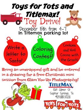 TitleMax Hosting Toys for Tots Toy Drive on Friday
