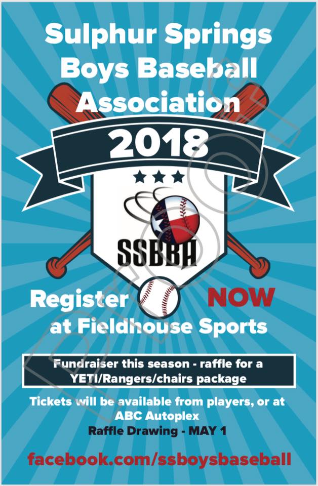 Sulphur Springs Boys Baseball Association Now Registering for Spring 2018 Season