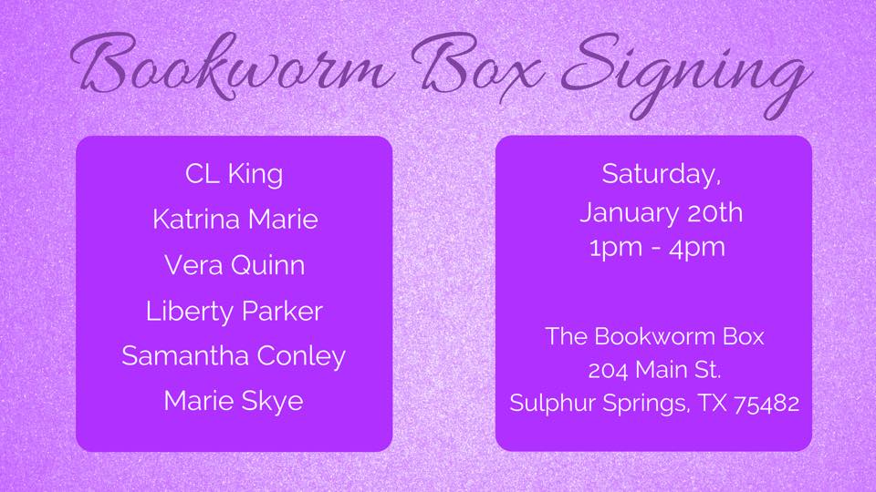 Book Signing at Bookworm Box on Saturday January 20th