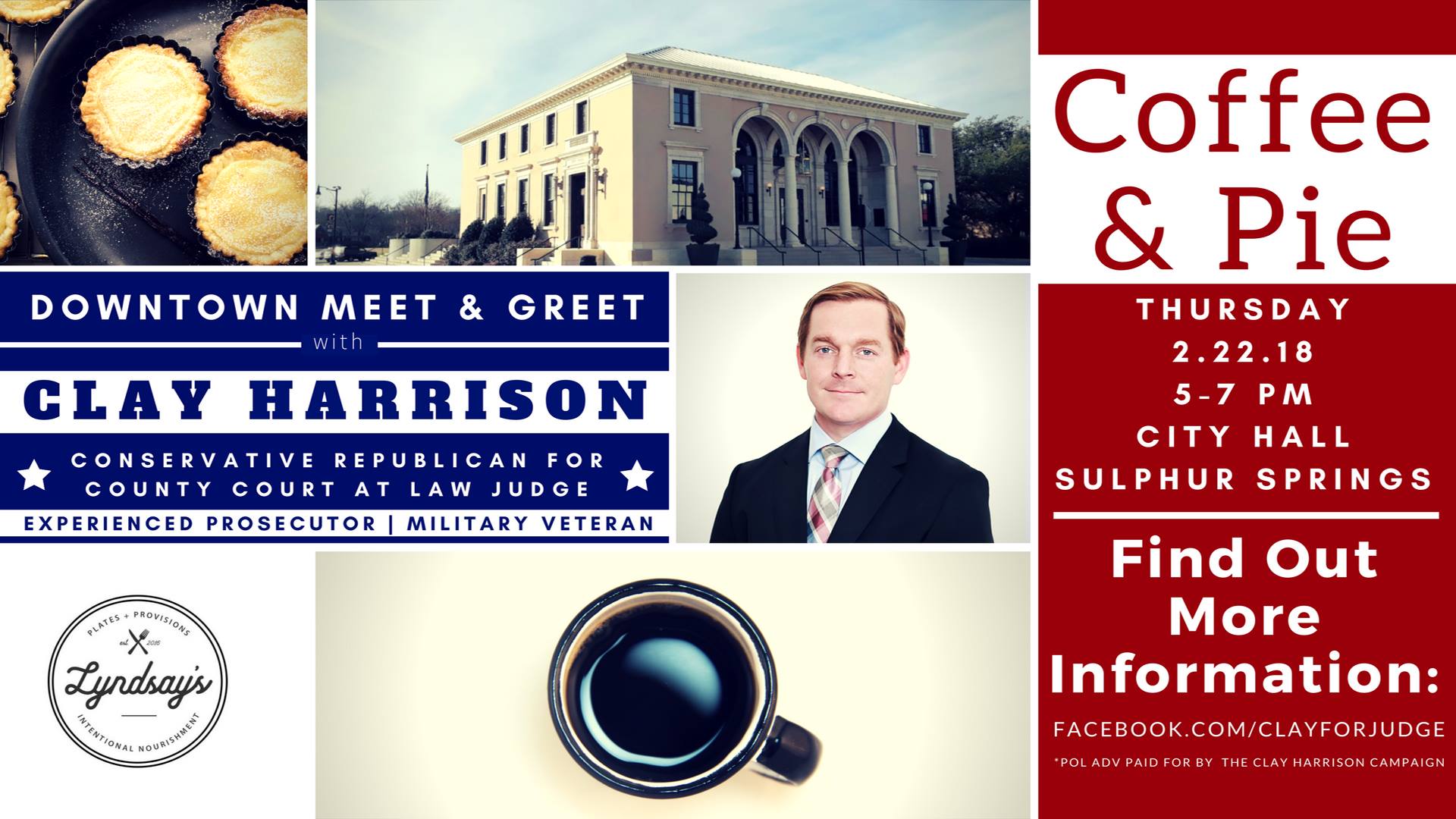 Clay Harrison Hosting Downtown Meet and Greet Tomorrow