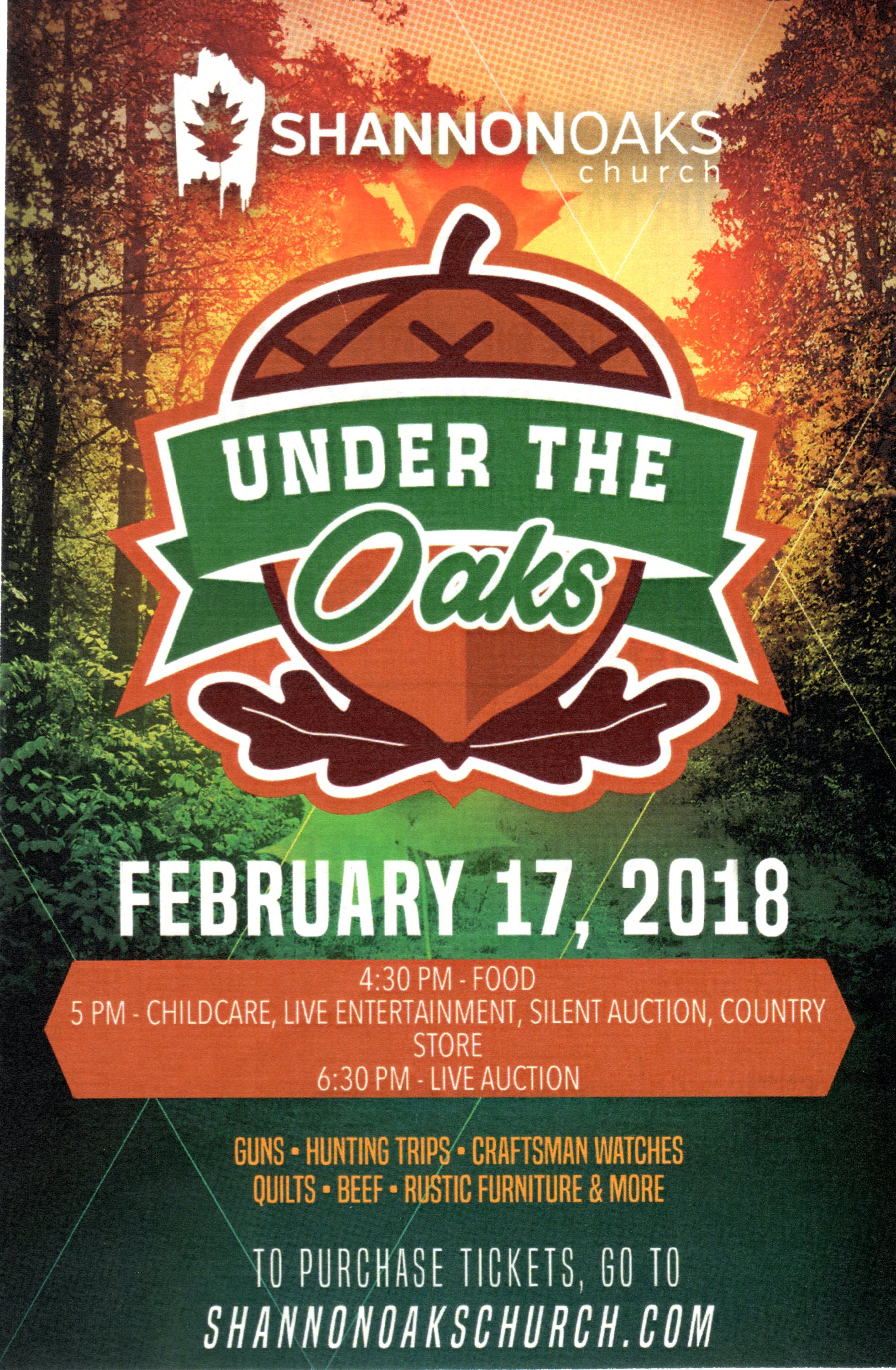 Under the Oaks at Shannon Oaks Church on February 17th Features Live Entertainment and Auction
