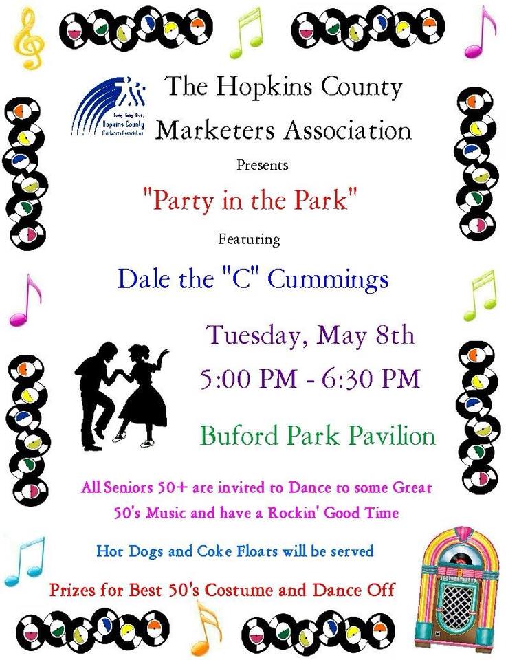 Hopkins County Marketers Association presents 1950’s “Party in the Park” for Seniors on May 8th