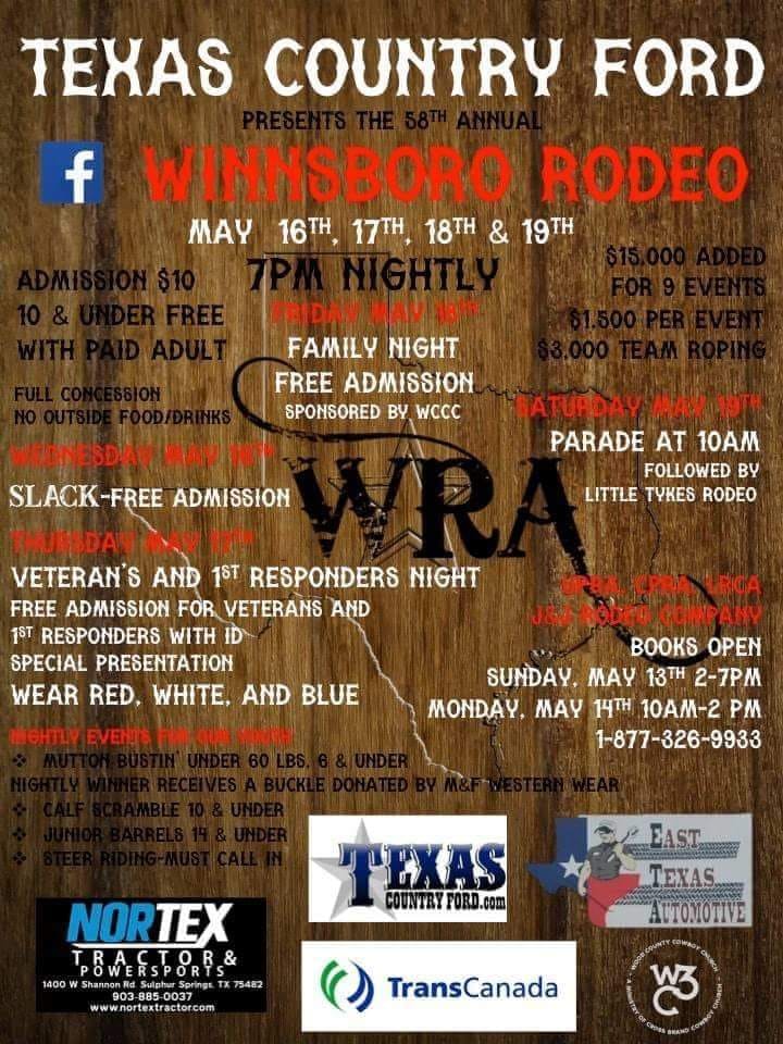 58th Annual Winnsboro Rodeo Set for March 16th-19th