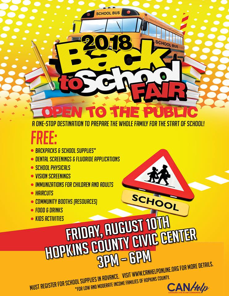 CAN Help Hosting Back to School Fair on August 10th