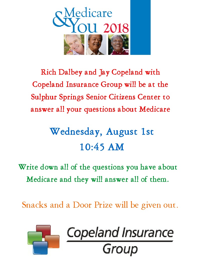 Senior Citizens Center Hosting “Medicare and You” Event on August 1st Where Experts Answer Questions about Medicare