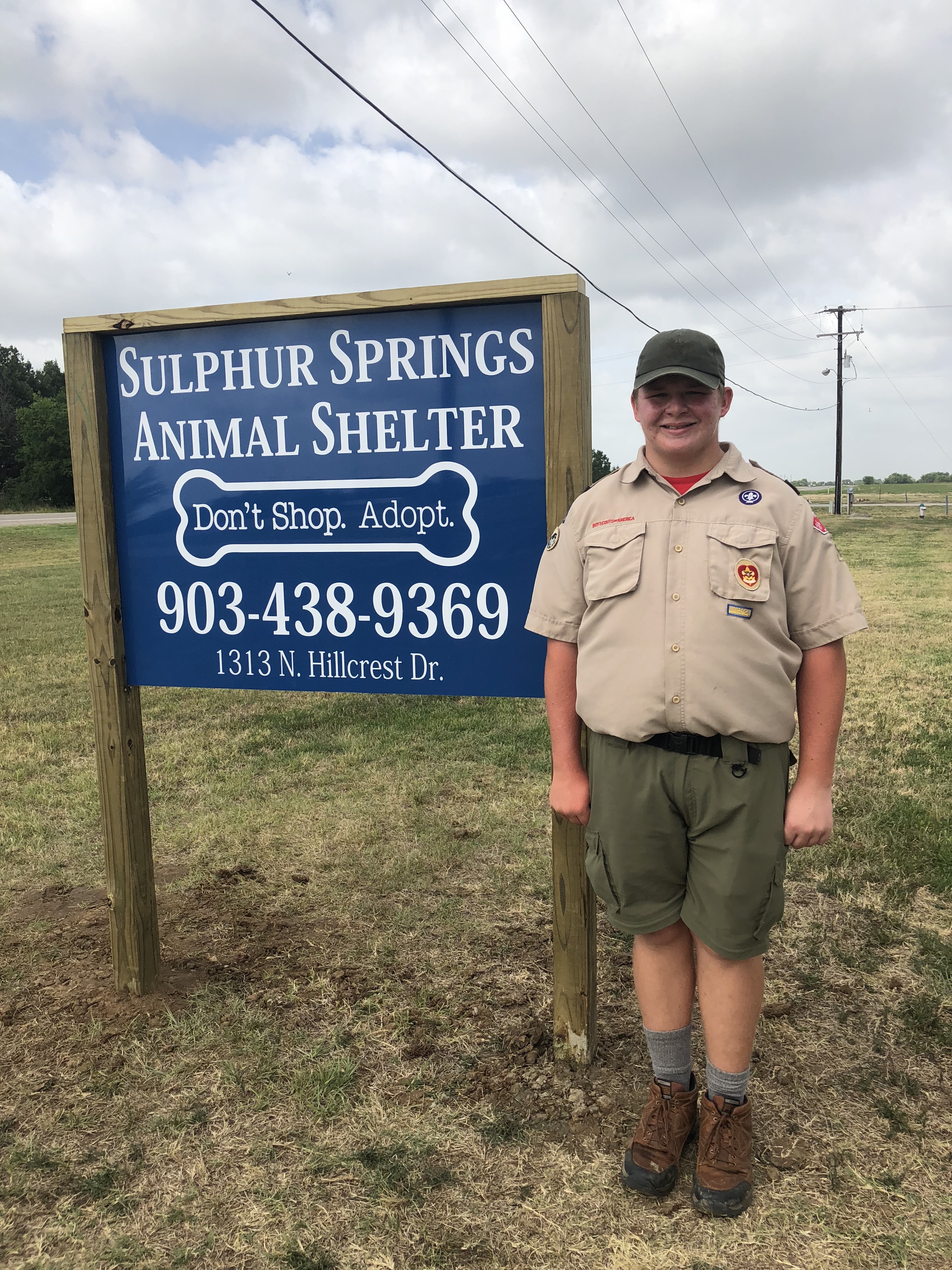 Eagle Scout Grant Mohesky Builds New Sign for Animal Shelter