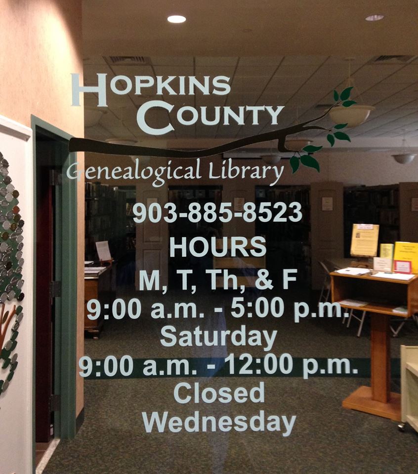 Hopkins County Genealogical Society Holding Joint Meeting with Hopkins County Historical Society on Thursday, August 23rd