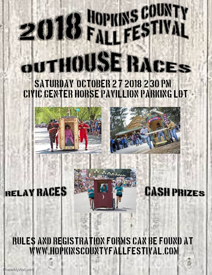 Hopkins County Fall Festival Announces Another New Event for This Year, Outhouse Races!