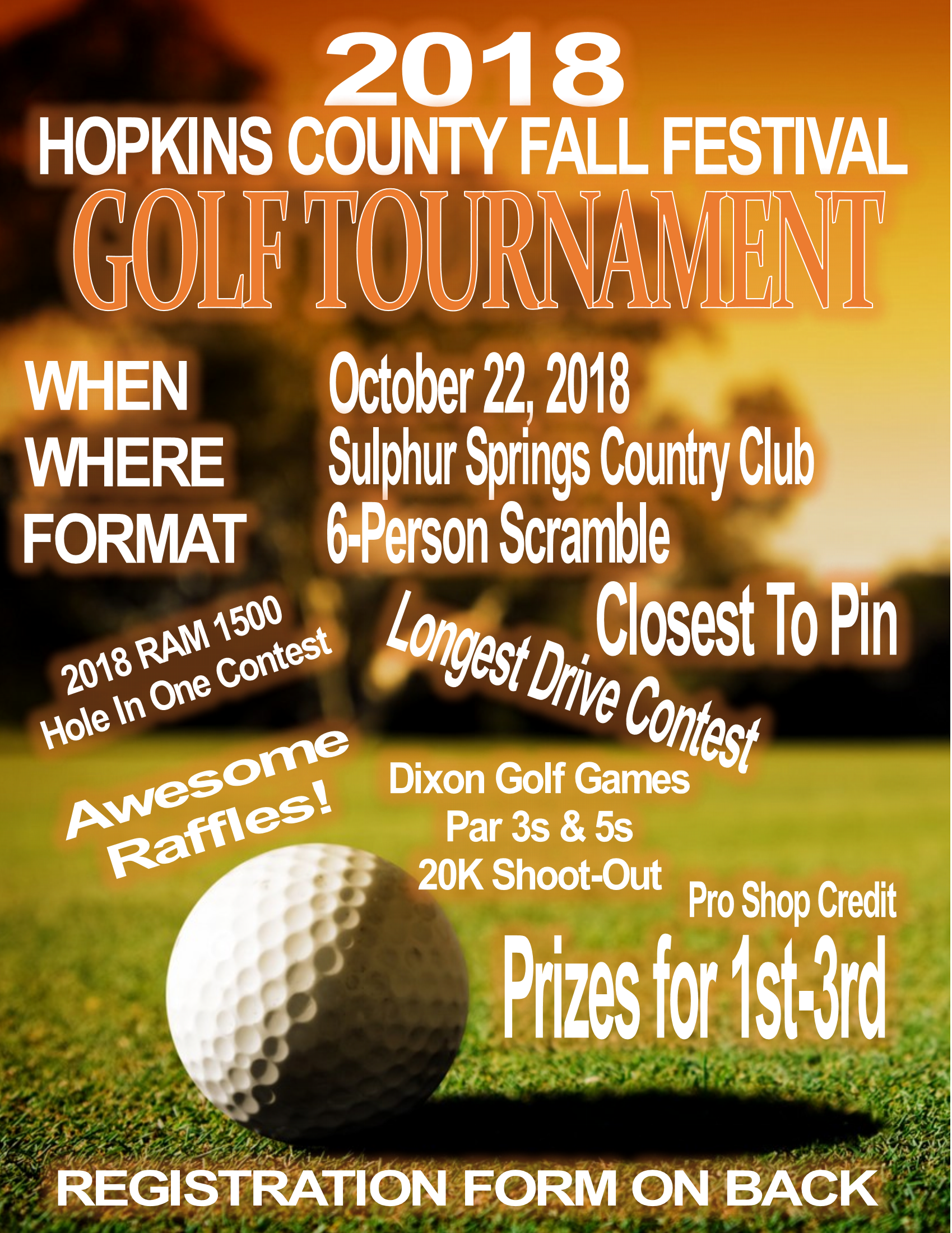 Hopkins County Fall Festival Golf Tournament Moved to October 22nd