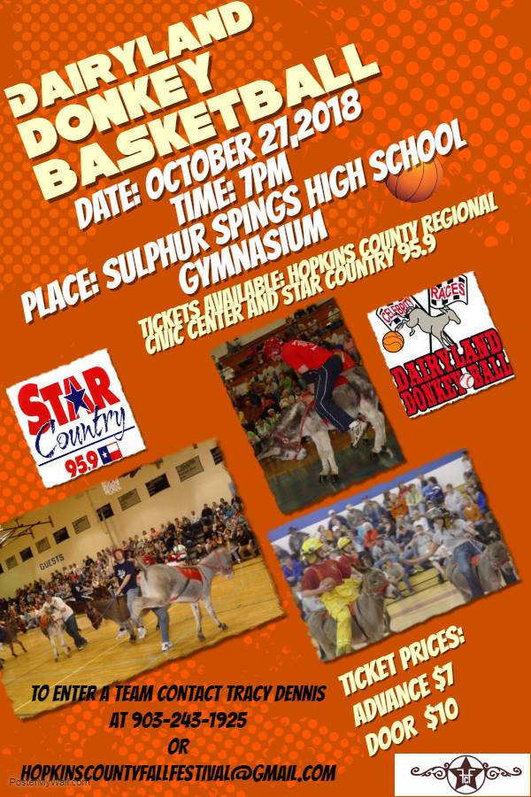 Hopkins County Fall Festival Bringing Dairyland Donkey Basketball to Sulphur Springs on October 27th