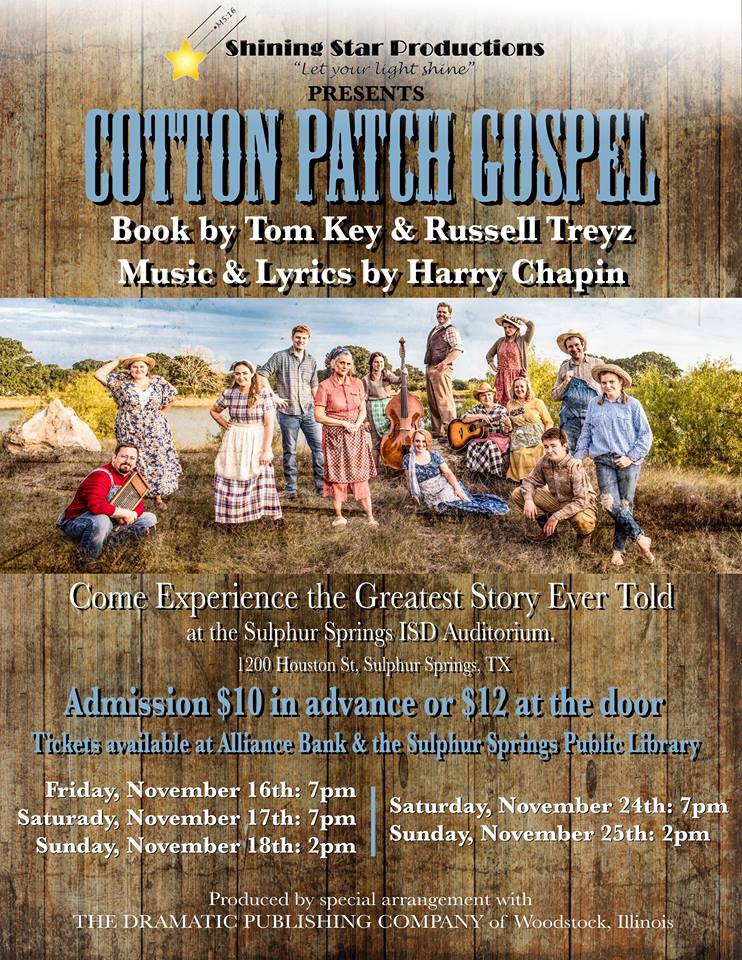 Cotton Patch Gospel Coming to Sulphur Springs ISD Auditorium on November 16-18 and November 24-25