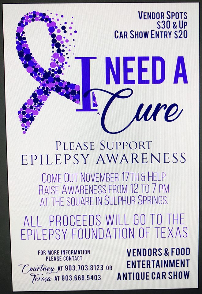 Epilepsy Awareness Event Being Held in Downtown Sulphur Springs on Saturday