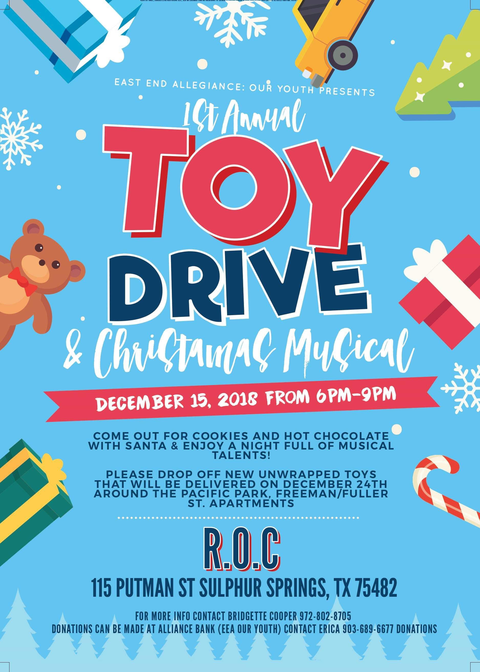 EEA OUR YOUTH Hosting 1st Annual Toy Drive & Christmas Musical on December 15th at The ROC