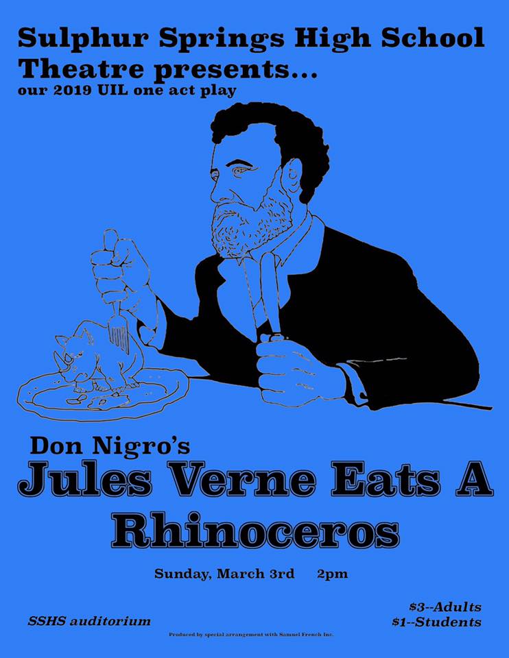 SSHS One Act Play Presenting Public Performance of “JULES VERNE EATS A RHINOCEROS” on Sunday
