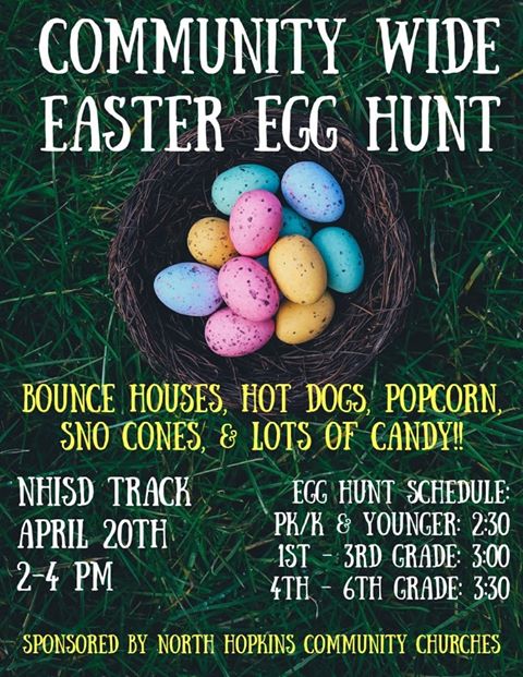 North Hopkins Community Churches Hosting Community Wide Easter Egg Hunt on April 20th