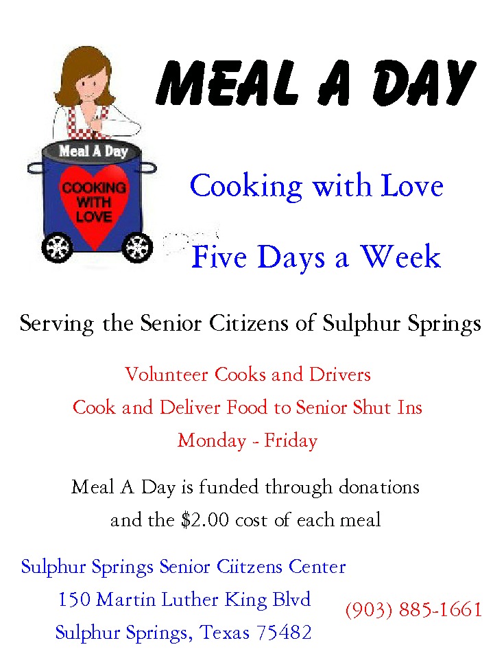 Sulphur Springs Senior Citizens Center Meal A Day Menu for December 16th–December 20th