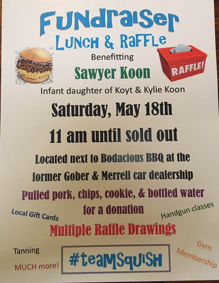#teamSquish Lunch and Raffle Fundraiser Benefiting Sawyer Koon Set for Saturday