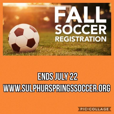 Registration for Sulphur Springs Soccer Association’s Fall Season Ends July 22nd