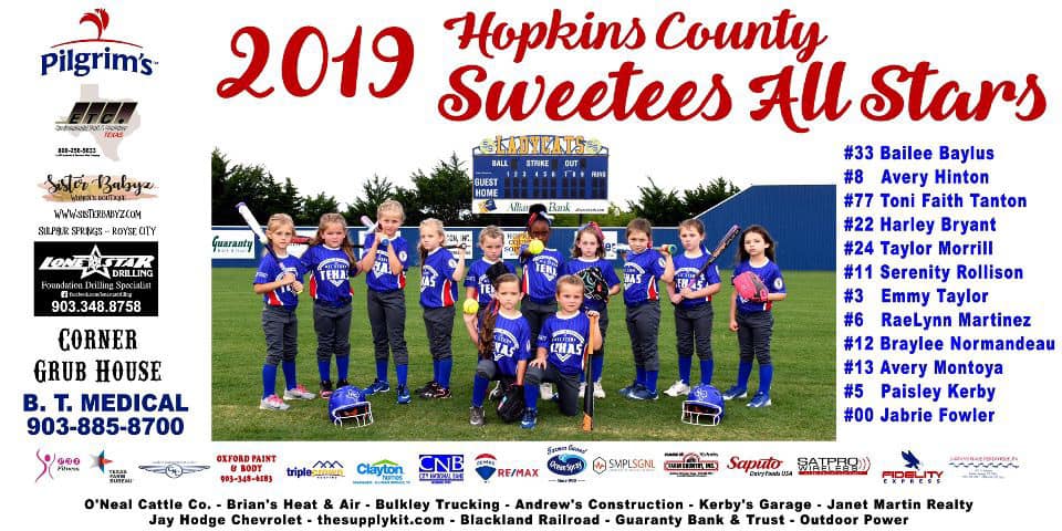 2019 Hopkins County Sweetees 6U All Star Team Wins State Championship