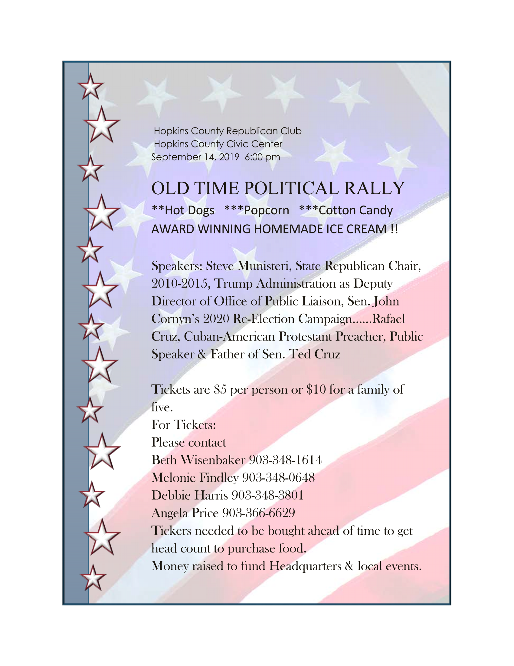 Hopkins County Republican Club Holding ‘Old Time Political Rally’ on September 14th