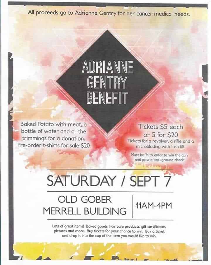 Benefit for Adrianne Gentry Being Held on Saturday, September 7th.