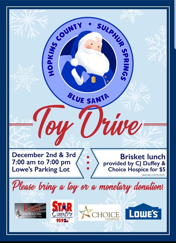 Blue Santa Toy Drive Will Be Set Up at Lowe’s Today and Tomorrow