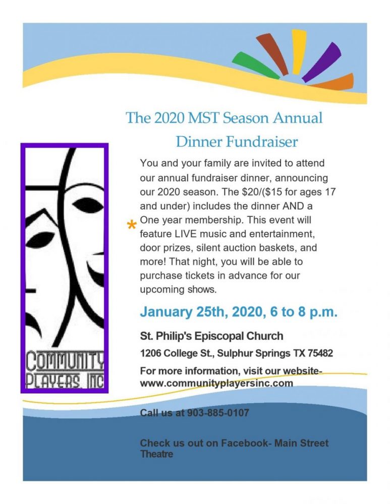 Annual Fundraiser Dinner for Main Street Theater Set for January 25th
