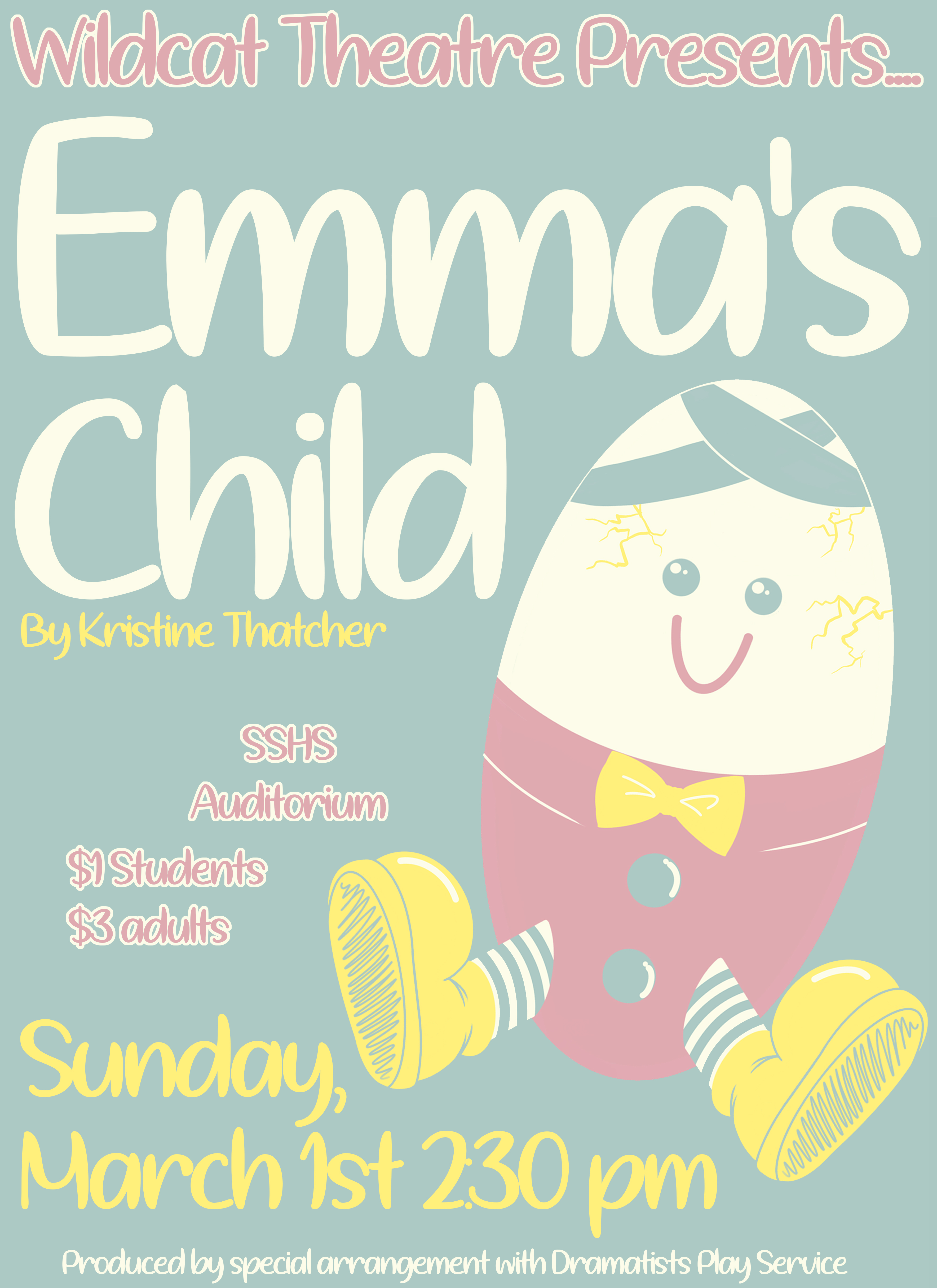 SSHS Theatre Performing One Act Play “Emma’s Child” for Public on Sunday, March 1st
