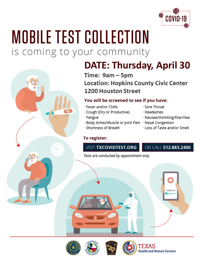 Free Mobile COVID-19 Testing in Sulphur Springs On Thursday