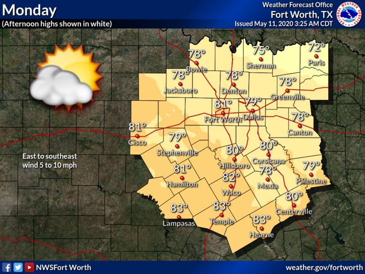 Hopkins County Weather Forecast for May 11th, 2020