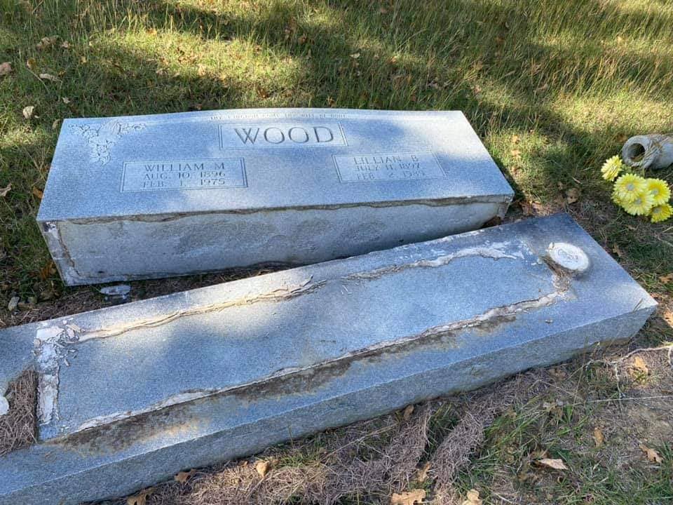 Headstones Vandalized at Aiguier Cemetery. Reward Offered for Information.
