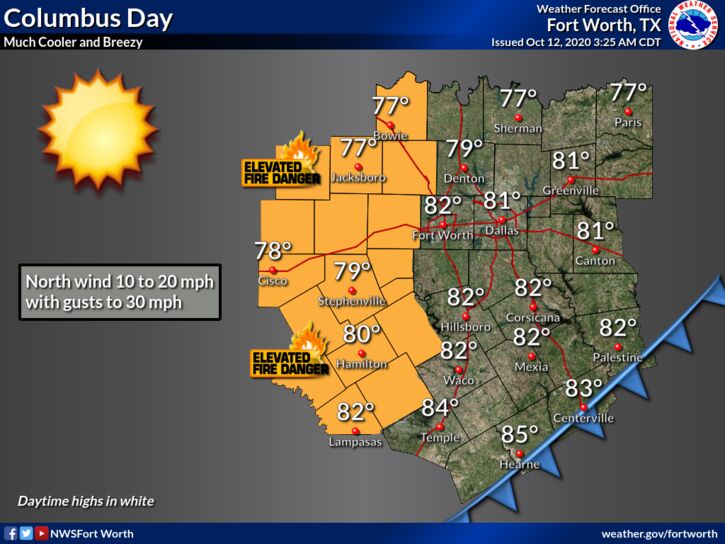 Hopkins County Weather Forecast for October 12th, 2020