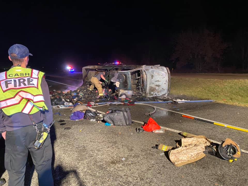 VFDs Respond to Vehicle Rollover and Fire on I-30 at 107 MM