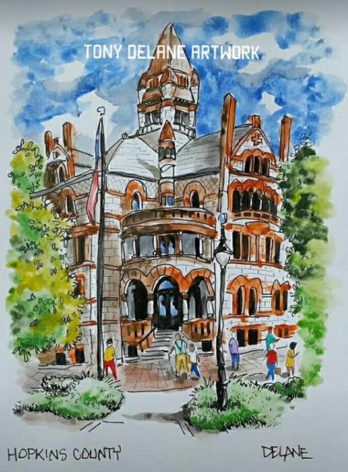 Mesquite Watercolor Artist Paints Hopkins County Courthouse As Part of Goal to Paint All Texas County Courthouses