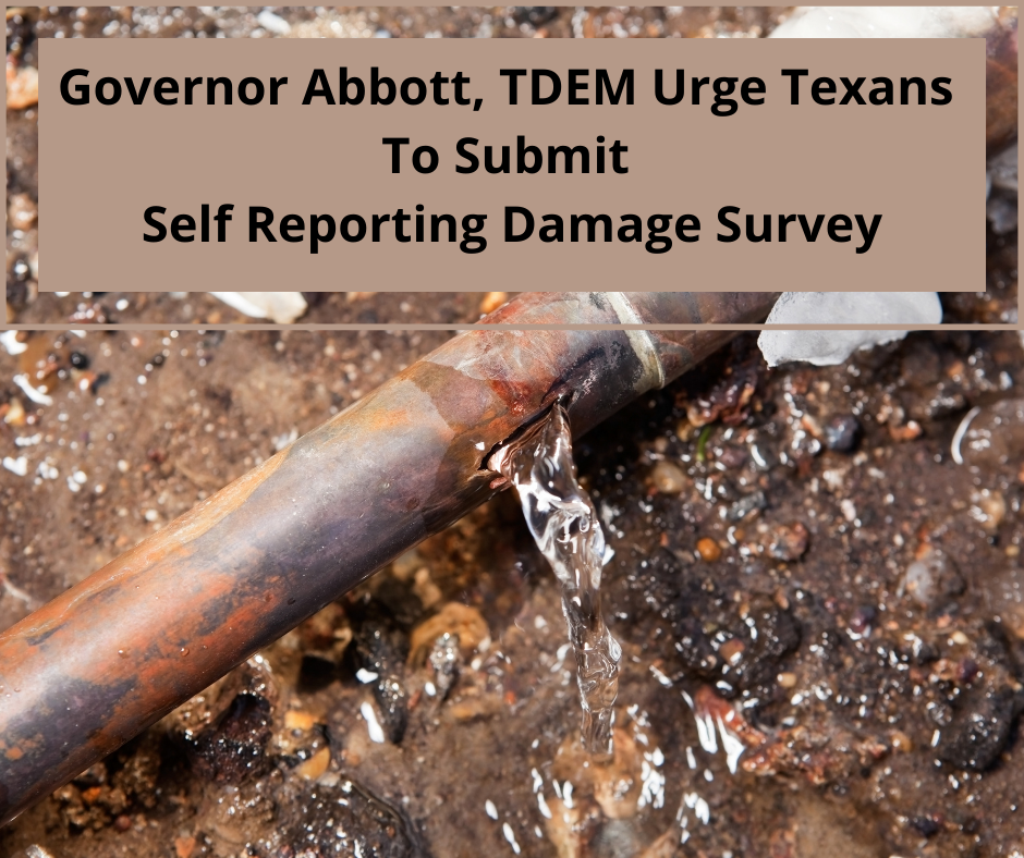 Governor Abbott, TDEM Urge Texans To Submit Self Reporting Damage Survey
